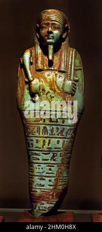 Shabti von Wahibraemakhet, Faience, 17 x 4,5 x 3,9 cm, 664–525 v. Chr., 26. Dynastie, Ägypten (Museo Egizio di Torino Italien) Stockfoto