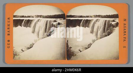 Kunst inspiriert von den Horseshoe Falls im Winter, von der kanadischen Seite gesehen, Horseshoe Fall Canada Side - Winter - Niagara, Niagara Falls, New York, George Barker, Horseshoe Falls, 1863 - 1894, Karton, Papier, Albumendruck, Höhe 86 mm × Breite 174 mm, Classic Works modernisiert von Artotop mit einem Schuss Moderne. Formen, Farbe und Wert, auffällige visuelle Wirkung auf Kunst. Emotionen durch Freiheit von Kunstwerken auf zeitgemäße Weise. Eine zeitlose Botschaft, die eine wild kreative neue Richtung verfolgt. Künstler, die sich dem digitalen Medium zuwenden und die Artotop NFT erschaffen Stockfoto