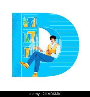 Englisches Alphabet mit Menschen Zeichen. Stock Vektor