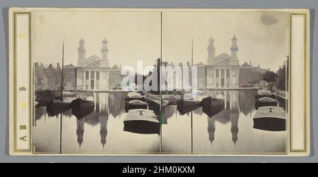 Kunst inspiriert vom Blick auf den Leprozen-Kanal und die Moses- und Aaron-Kirche, Amsterdam, L'église Moïse et Aaron, vue pry de l'Amstel, Amsterdam, Verlag: Adolphe Braun & Cie., Amsterdam, Verlag: Dornach, 1860 - 1866, Karton, Papier, Albumendruck, Höhe 85 mm × Breite 173 mm, Classic Works modernisiert von Artotop mit einem Schuss Moderne. Formen, Farbe und Wert, auffällige visuelle Wirkung auf Kunst. Emotionen durch Freiheit von Kunstwerken auf zeitgemäße Weise. Eine zeitlose Botschaft, die eine wild kreative neue Richtung verfolgt. Künstler, die sich dem digitalen Medium zuwenden und die Artotop NFT erschaffen Stockfoto