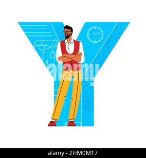 Englisches Alphabet mit Menschen Zeichen. Stock Vektor