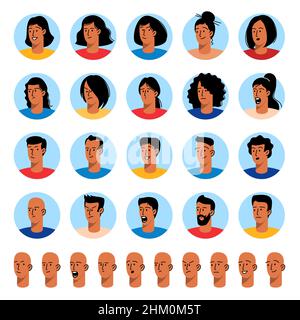 Männer und Frauen Emoji Set Stock Vektor