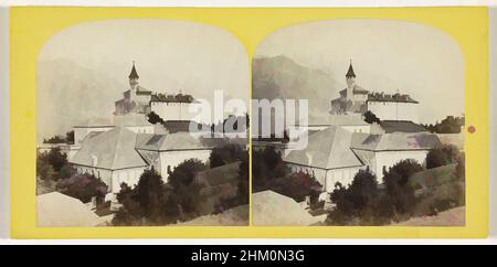 Kunst inspiriert vom Blick auf Schloss Ambras, Innsbruck, Le Château d'Ambras, Innsbruck, Tirol, Eine Auswahl von Szenen in Tirol, Sammlung ausgewählter Ansichten in Tirol, William England, Innsbruck, 1863 - 1865, Karton, Papier, Albumendruck, Höhe 83 mm × Breite 172 mm, Classic Works modernisiert von Artotop mit einem Schuss Moderne. Formen, Farbe und Wert, auffällige visuelle Wirkung auf Kunst. Emotionen durch Freiheit von Kunstwerken auf zeitgemäße Weise. Eine zeitlose Botschaft, die eine wild kreative neue Richtung verfolgt. Künstler, die sich dem digitalen Medium zuwenden und die Artotop NFT erschaffen Stockfoto