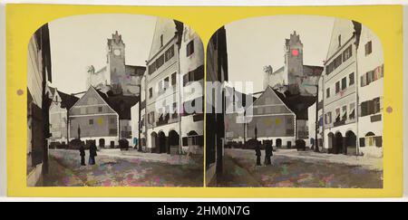 Kunst inspiriert von Reichenstraße mit dem Hohen Schloss im Hintergrund, Füssen, Une rue à Fussen, Bavière, Eine Auswahl von Szenen in Tirol, Sammlung ausgewählter Ansichten in Tirol, William England, Füssen, 1863 - 1865, Karton, Papier, Albumendruck, Höhe 83 mm × Breite 171, Klassisches Werk, modernisiert von Artotop mit einem Schuss Moderne. Formen, Farbe und Wert, auffällige visuelle Wirkung auf Kunst. Emotionen durch Freiheit von Kunstwerken auf zeitgemäße Weise. Eine zeitlose Botschaft, die eine wild kreative neue Richtung verfolgt. Künstler, die sich dem digitalen Medium zuwenden und die Artotop NFT erschaffen Stockfoto