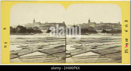 Kunst inspiriert von Blick auf Hradcany, mit Baumstämmen in der Moldau im Vordergrund, Prag, Le Hradschin. Vue générale Pry de la Rive droite de la Moldau, Prag. Bohême (Autriche), Allemagne au stéréoscope, Charles Gaudin, Praag, 1868, Karton, Papier, Albumendruck, Höhe 85 mm, Klassisches Werk, modernisiert von Artotop mit einem Schuss Modernität. Formen, Farbe und Wert, auffällige visuelle Wirkung auf Kunst. Emotionen durch Freiheit von Kunstwerken auf zeitgemäße Weise. Eine zeitlose Botschaft, die eine wild kreative neue Richtung verfolgt. Künstler, die sich dem digitalen Medium zuwenden und die Artotop NFT erschaffen Stockfoto