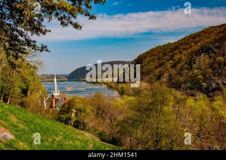 Herbstansicht von Jefferson Rock, Harpers Ferry, West Virginia, USA Stockfoto