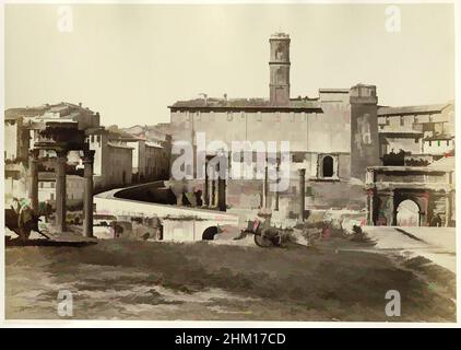 Kunst inspiriert von View of the Roman Forum in Rome, James Anderson (zugeschrieben), Verlag: Joseph Spithöver, Rom, 1853 - 1855, Höhe 296 mm × Breite 417 mmhöhe 490 mm × Breite 638 mm, Klassische Werke, die von Artotop mit einem Schuss Moderne modernisiert wurden. Formen, Farbe und Wert, auffällige visuelle Wirkung auf Kunst. Emotionen durch Freiheit von Kunstwerken auf zeitgemäße Weise. Eine zeitlose Botschaft, die eine wild kreative neue Richtung verfolgt. Künstler, die sich dem digitalen Medium zuwenden und die Artotop NFT erschaffen Stockfoto