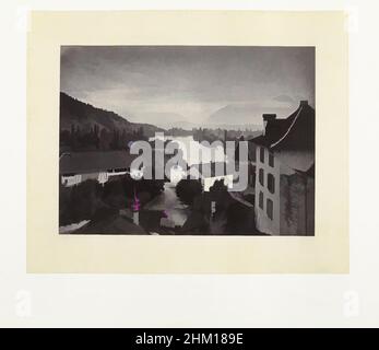 Kunst inspiriert von View of the Aare in Thun, Thun, Views of Switzerland and Savoy, William England, Verlag: A. Marion Son & Co., Thun, Verlag: London, 1863 - 1865, Papier, Karton, Albumendruck, Höhe 159 mm × Breite 211 mmhöhe 312 mm × Breite 403 mm, Classic Works modernisiert von Artotop mit einem Schuss Moderne. Formen, Farbe und Wert, auffällige visuelle Wirkung auf Kunst. Emotionen durch Freiheit von Kunstwerken auf zeitgemäße Weise. Eine zeitlose Botschaft, die eine wild kreative neue Richtung verfolgt. Künstler, die sich dem digitalen Medium zuwenden und die Artotop NFT erschaffen Stockfoto