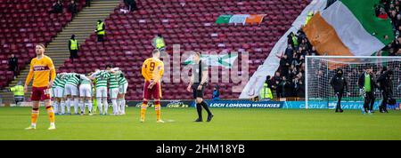 Motherwell, Schottland, Großbritannien. 6th February 2022 ; Fir Park, Motherwell, Schottland; Scottish Premier League Football, Motherwell versus Celtic; Celtic Huddle pre-game Credit: Action Plus Sports Images/Alamy Live News Stockfoto