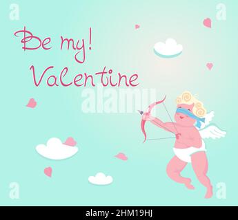 Nettes Baby Amor isoliert auf Himmel Hintergrund. Stock Vektor