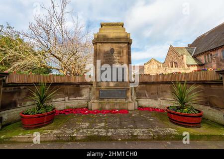 War Memorial im Stadtzentrum von Coldstream, Scottish Borders, Schottland, Großbritannien Stockfoto
