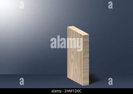 3D Buchstabe I Illustration in Natursperrholz auf hellgrauem Hintergrund Stockfoto