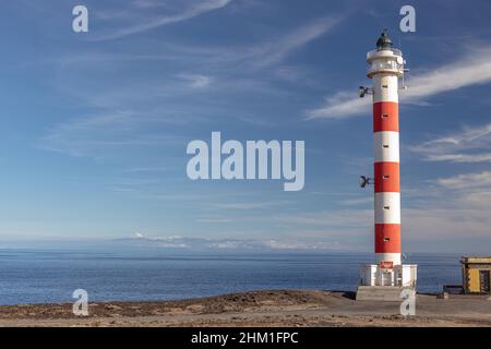 Abona Leuchtturm auf Teneriffa, Kanarische Inseln, Spanien. Stockfoto