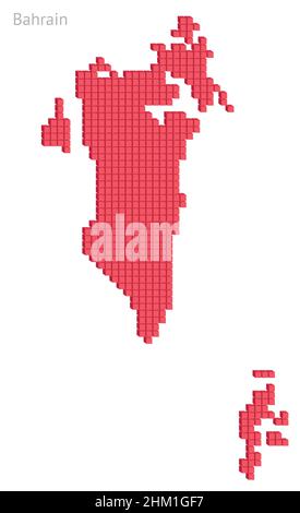 Rote Farbe gepunktete Karte Plan Vektor Illustration Grafik kleine Würfel geographische Karte von Bahrain Stock Vektor