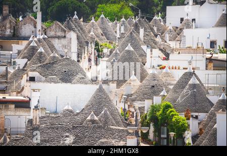 Trulli von Alberobello typische Häuser von Apulien oder Apulien, Italien. Europa. Stockfoto