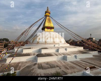 Boudha Stupa, Kathmandu, Nepal. Boudhanath Stupa. Boudhanath, auch Boudha genannt, ist eine Stupa in Kathmandu, Nepal. Stockfoto