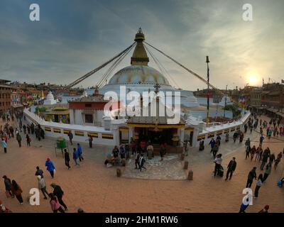 Boudha Stupa, Kathmandu, Nepal. Boudhanath Stupa. Boudhanath, auch Boudha genannt, ist eine Stupa in Kathmandu, Nepal. Stockfoto