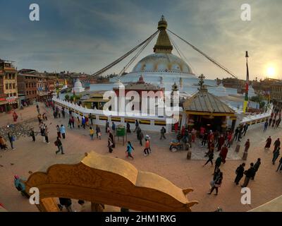 Boudha Stupa, Kathmandu, Nepal. Boudhanath Stupa. Boudhanath, auch Boudha genannt, ist eine Stupa in Kathmandu, Nepal. Stockfoto