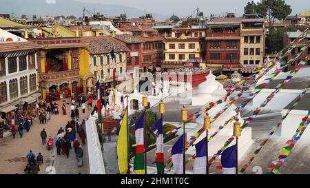 Boudha Stupa, Kathmandu, Nepal. Boudhanath Stupa. Boudhanath, auch Boudha genannt, ist eine Stupa in Kathmandu, Nepal. Stockfoto