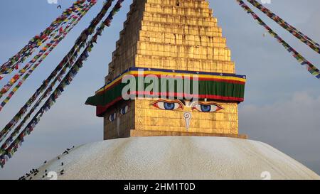 Boudha Stupa, Kathmandu, Nepal. Boudhanath Stupa. Boudhanath, auch Boudha genannt, ist eine Stupa in Kathmandu, Nepal. Stockfoto