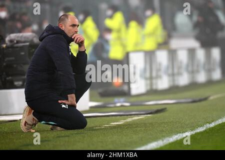 Turin, Italien. 06th. Februar 2022. Igor Tudor Trainer von Hellas Verona reagiert während des Fußballspiels der Serie A 2021/2022 zwischen dem FC Juventus und Hellas Verona im Juventus-Stadion in Turin (Italien) am 6th. Februar 2022. Foto Federico Tardito/Insidefoto Kredit: Insidefoto srl/Alamy Live News Stockfoto