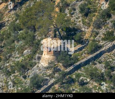 Luftaufnahme, Casa Raixa in Buñola, Steingartenhaus auf dem Gelände des Raixa-Hauses, Islas Baleares, Palmanyola, Bunyola, Mallorca, Balearen Stockfoto