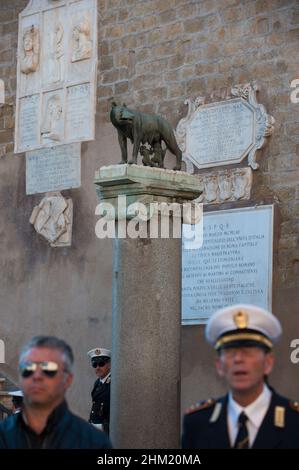 Rom, Italien 12/10/2015: Capitolina she- Wolf, Campidoglio Square. ©Andrea Sabbadini Stockfoto