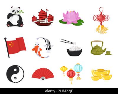 Vektor-Satz von China Symbole isoliert Symbole Stock Vektor
