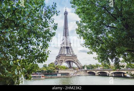 Blick auf den Eiffelturm vom trocadero Place, Paris, Frankreich Stockfoto