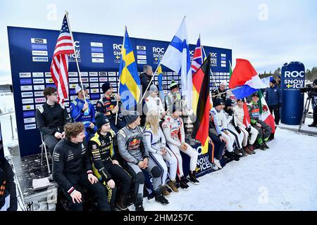 Pite Havsbad Pitea, Schweden. 05th. Februar 2022. 05.02.2022, Pite Havsbad Piteå, ROC - Race of Champions 2022, alle Fahrer im Gruppenfoto. Kredit: dpa/Alamy Live Nachrichten Stockfoto