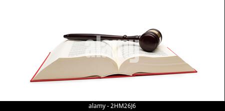 Deutsche Gesetze mit auf Weiß isoliertem Gavel Stockfoto