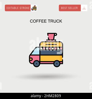 Einfaches Vektorsymbol für Kaffeetruckwagen. Stock Vektor