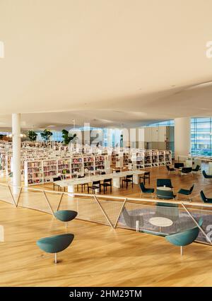 Zentralbibliothek Oodi, Innenraum, Helsinki, Uusimaa County, Finnland Stockfoto