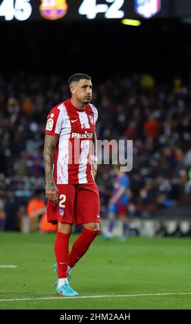 Sabadell, Barcelona, Spanien. 6th. Februar 2022. Barcelona Spanien 06.02.2022 Jose Maria Gimenez (Atletico de Madrid) Gesten während der La Liga Santander zwischen dem FC Barcelona und Atletico de Madrid am 06. Februar 2022 im Camp Nou in Barcelona. (Bild: © Xavi Urgeles/ZUMA Press Wire) Bild: ZUMA Press, Inc./Alamy Live News Stockfoto