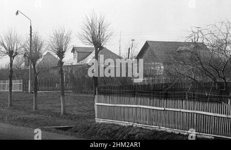 Dorf, Puschtschino-Moskauer Straße, Russland, UdSSR, April 25, 1976 Stockfoto