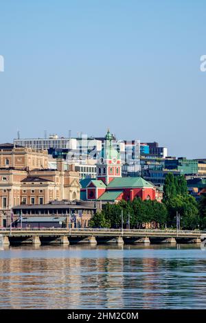 Blick auf die St. Jacobs Kirche, Stockholm, Stockholm County, Schweden Stockfoto