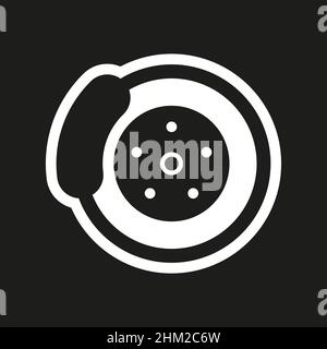 Vektorsymbol für die Fahrzeugbremse auf schwarzem Hintergrund Stock Vektor