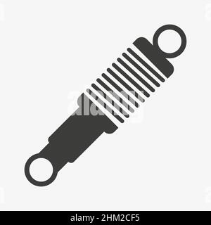 Schwarzes Vektorsymbol für den Stoßdämpfer der Autoaufhängung Stock Vektor