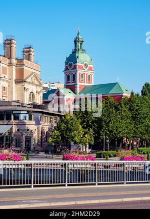 Blick auf die St. Jacobs Kirche, Stockholm, Stockholm County, Schweden Stockfoto