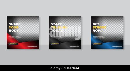 Vorlage für Social-Media-Post-Banner für Fitness und Fitness Stock Vektor