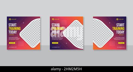 Vorlage für Social-Media-Post-Banner für Fitness und Fitness Stock Vektor