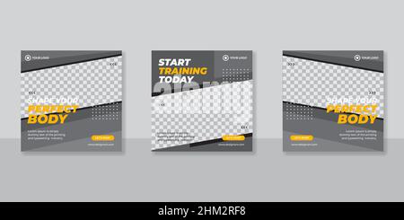 Vorlage für Social-Media-Post-Banner für Fitness und Fitness Stock Vektor