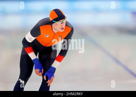 Peking, China. . 06th. Februar 2022. PEKING, CHINA. 04. Februar 2022 - Sven Kramer beendet das Finale 5000m während der Olympischen Spiele 2022 in Peking.Quelle: Eyeris/Alamy Live News Stockfoto