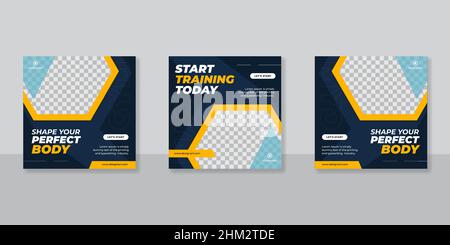 Vorlage für Social-Media-Post-Banner für Fitness und Fitness Stock Vektor