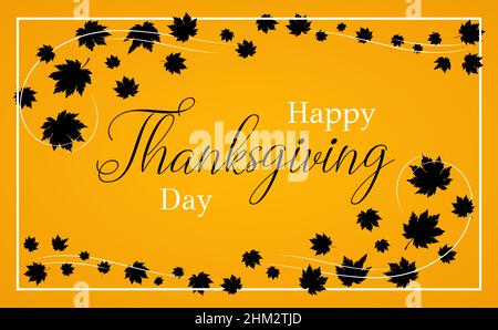 thanksgiving Grußkarte mit Ahornblättern auf orangefarbenem Hintergrund. Vektorgrafik EPS 10 Stock Vektor