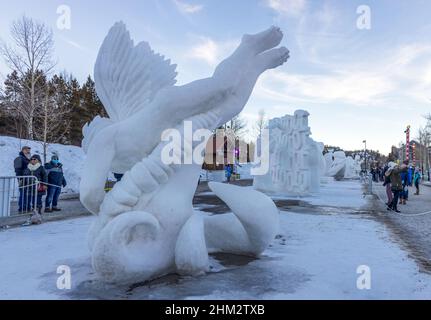 Breckenridge, Colorado - 30. Januar 2022: Internationale Schneeskulpturen-Meisterschaften in Breckenridge, Colorado Stockfoto