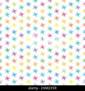 Farbenfroher nahtloser Hintergrund mit Reihen von Blumen im Punktmuster-Stil Stock Vektor