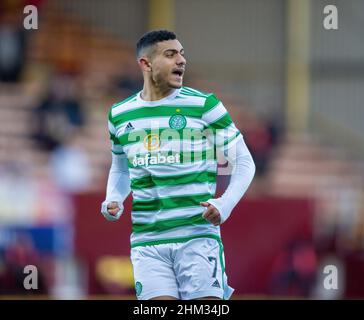 6th. Februar 2022 ; Fir Park, Motherwell, Schottland; Scottish Premier League Football, Motherwell versus Celtic; Giorgos Giakoumakis of Celtic Stockfoto