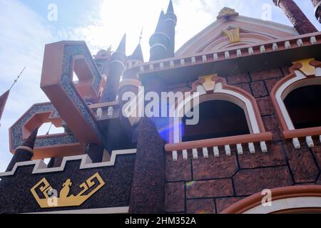 Lampung, Indonesien, Februar 06 2022- der 'Slanik Waterpark' ist einer der größten Wasserparks in Lampung. Nicht nur das, sondern in diesem Wasserpark gibt es auch Stockfoto