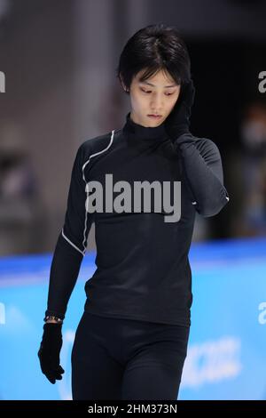 Peking, China. 7th. Februar 2022. Peking, China. 7th. Februar 2022. Yuzuu Hanyu (JPN) Eiskunstlauf: Männer üben während der Olympischen Winterspiele 2022 in Peking im Capital Indoor Stadium in Peking, China. Quelle: Yohei Osada/AFLO SPORT/Alamy Live News Stockfoto